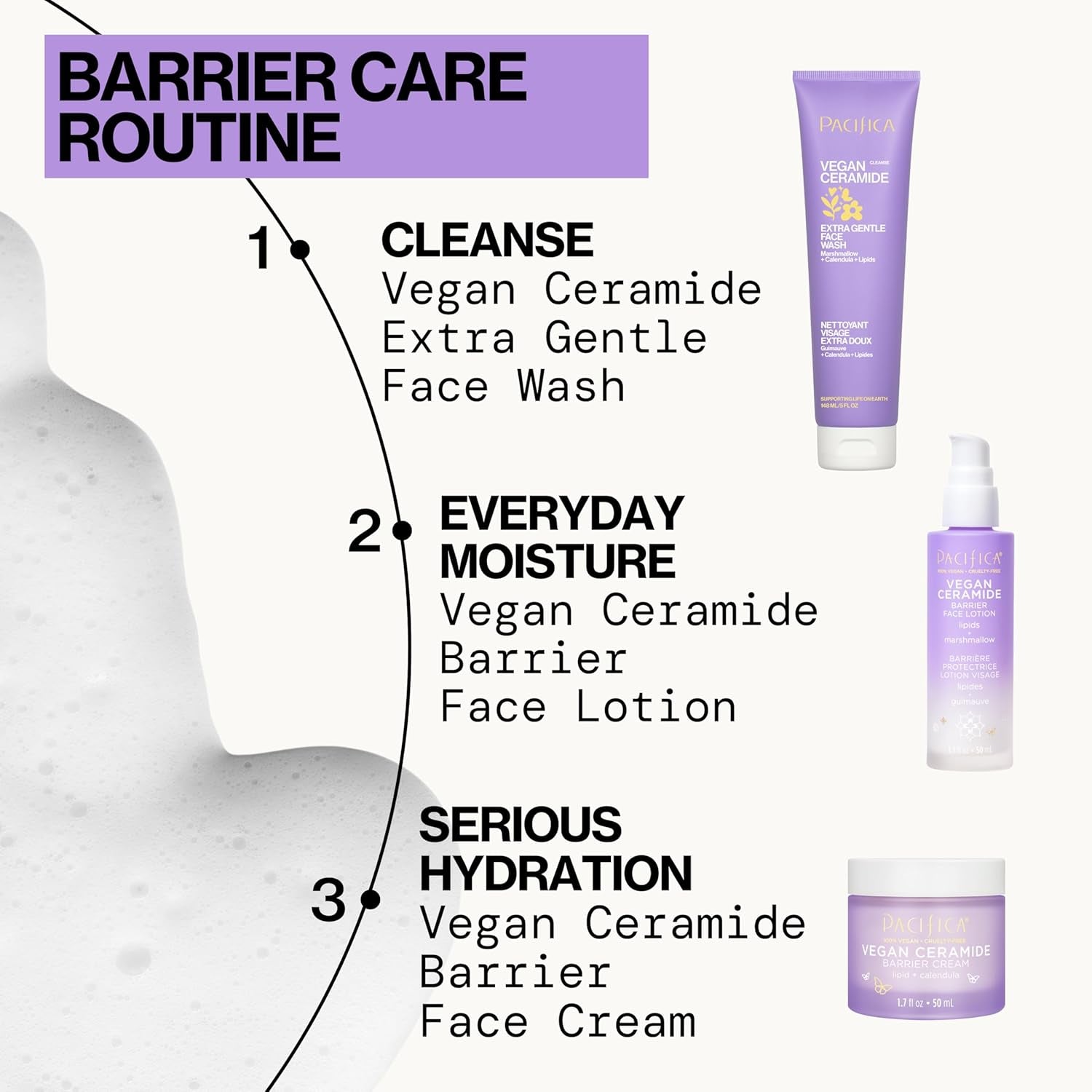 Pacifica Face Wash for Sensitive Skin – Extra Gentle Vegan Ceramide Cleanser, Fragrance-Free Barrier Repair Formula – Daily Hydrating, Clean Beauty, Dermatologist Tested – Premium Health & Beauty Product by Everbeaut.