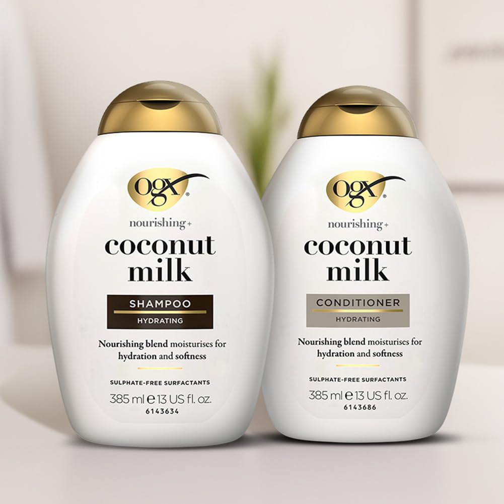 OGX Nourishing + Coconut Milk Moisturizing Shampoo – Hydrating, Restorative Formula for Soft, Healthy Hair – Sulfate-Free Surfactants, Paraben-Free – 13 fl. oz – Premium Health & Beauty Product by Everbeaut.