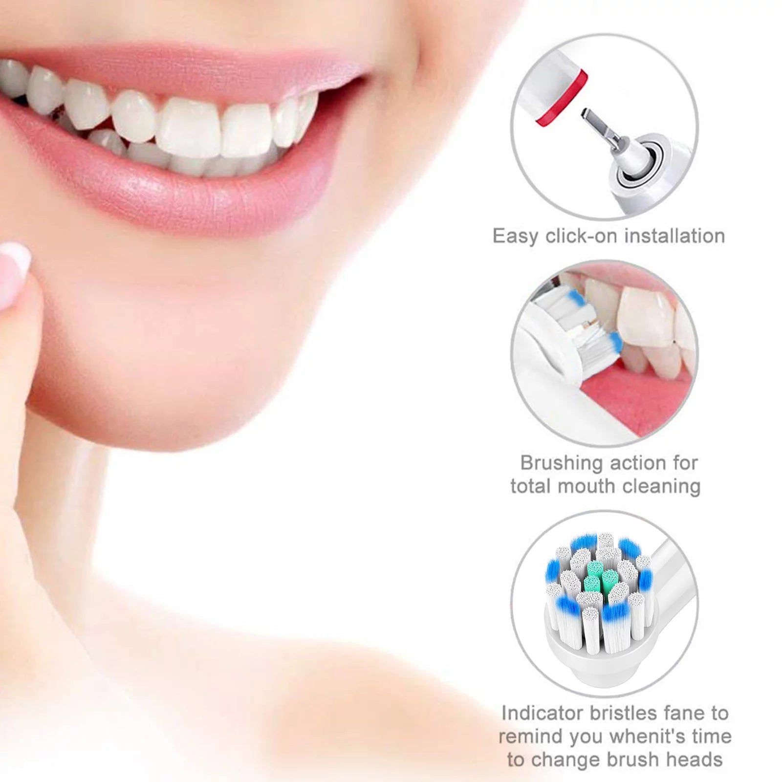 Replacement Toothbrush Heads Compatible with Oral B, Professional - Everbeaut