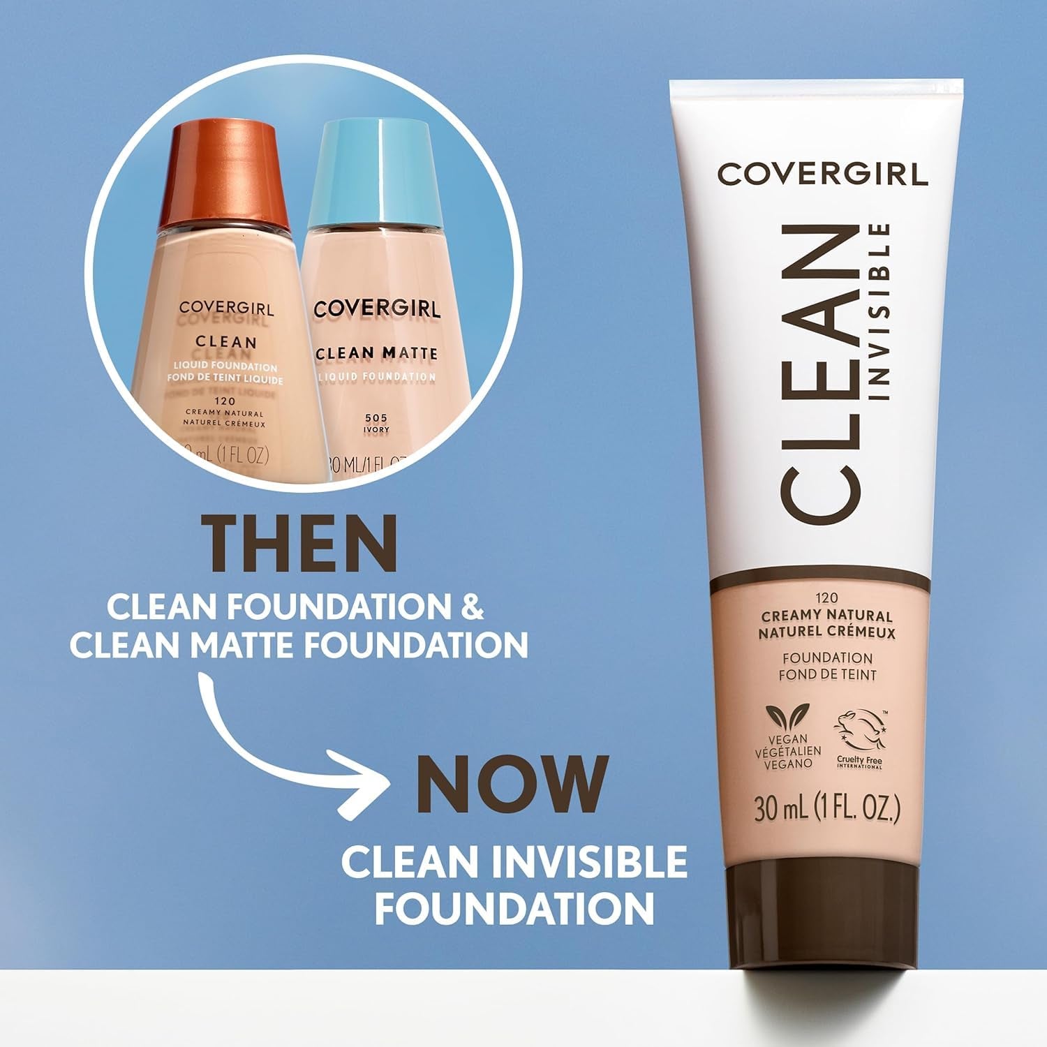COVERGIRL Clean Foundation for Normal Skin – Lightweight Liquid Makeup, Natural Finish, Breathable Oil-Control Formula Natural 120, 1 Oz – Premium Health & Beauty Product by Everbeaut.