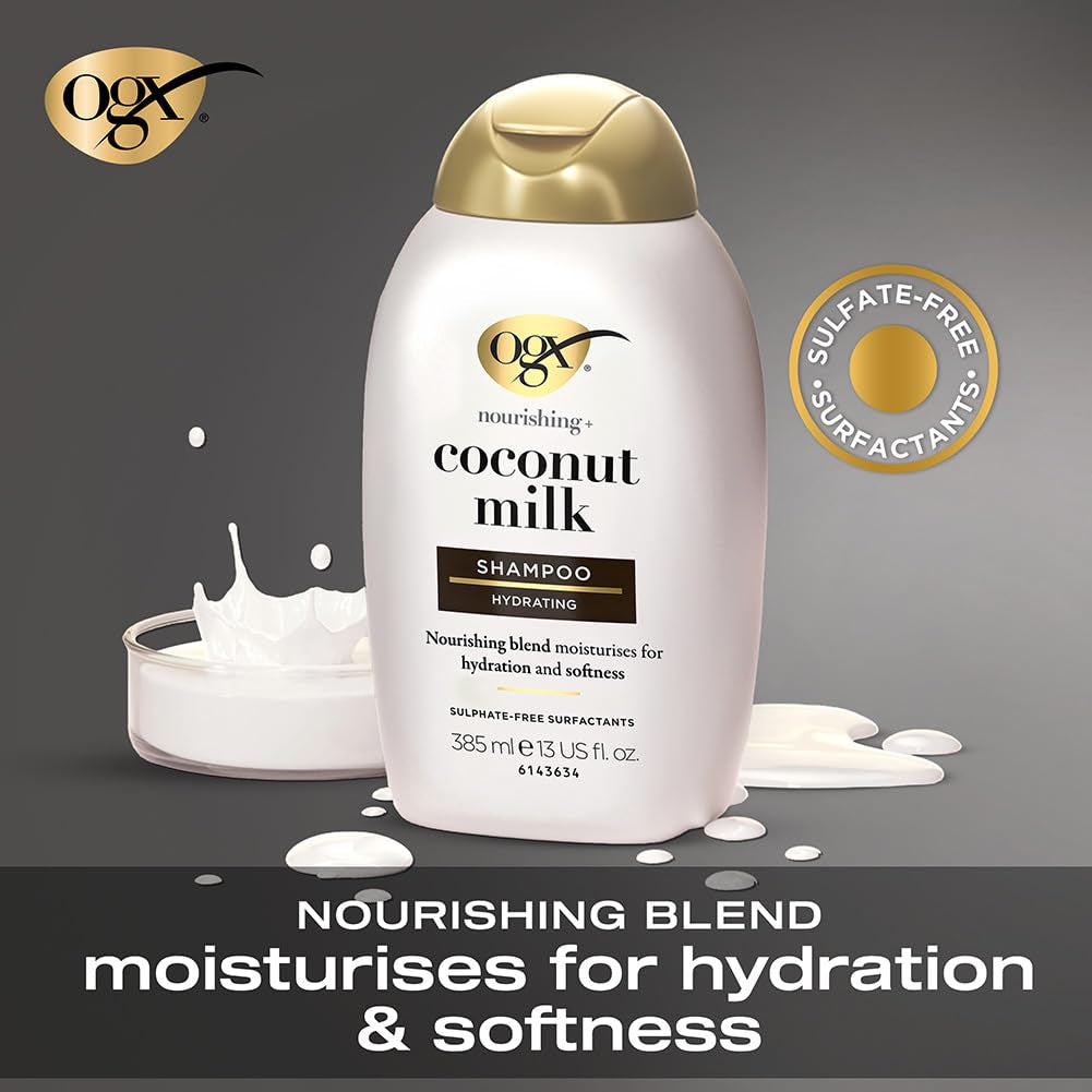 OGX Nourishing + Coconut Milk Moisturizing Shampoo – Hydrating, Restorative Formula for Soft, Healthy Hair – Sulfate-Free Surfactants, Paraben-Free – 13 fl. oz – Premium Health & Beauty Product by Everbeaut.
