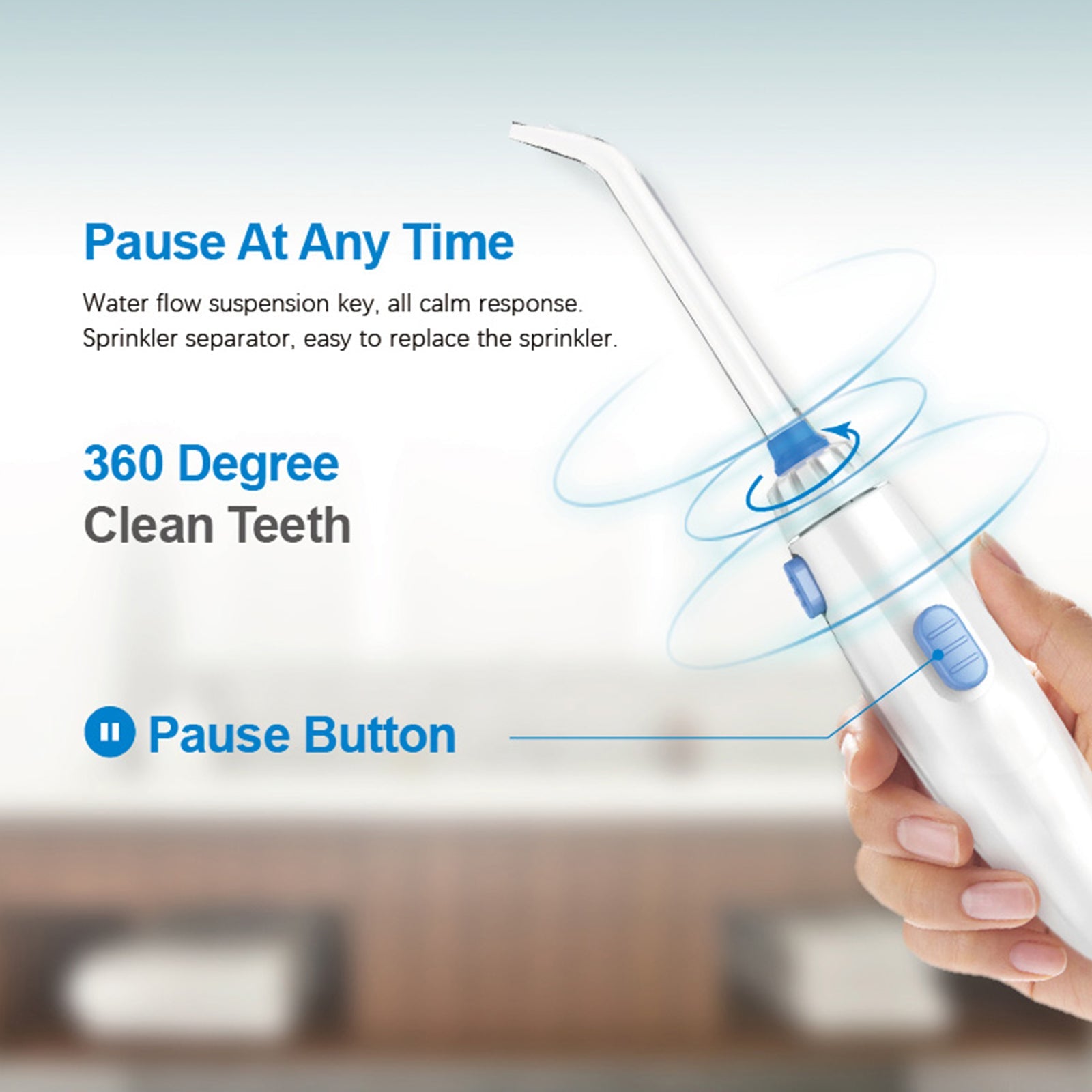 Oral Irrigator Teeth Water Flosser Waterproof 800ml Volume Reservoir - Everbeaut