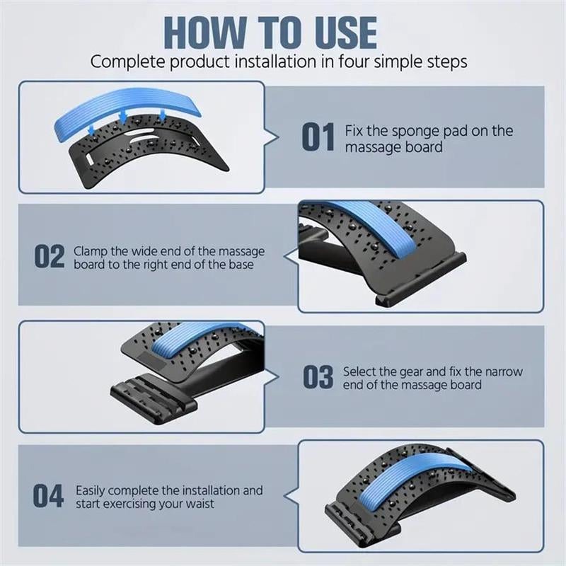 Adjustable Back Stretcher for Lower Back Pain Relief – 3-Level Lumbar Cracker Board & Spine Decompression Massager – Premium Health & Beauty Product by Everbeaut.