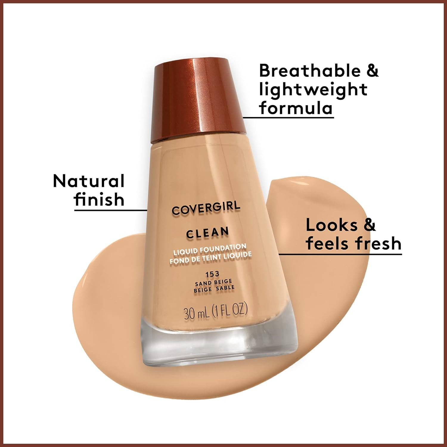COVERGIRL Clean Foundation for Normal Skin – Lightweight Liquid Makeup, Natural Finish, Breathable Oil-Control Formula Natural 120, 1 Oz – Premium Health & Beauty Product by Everbeaut.