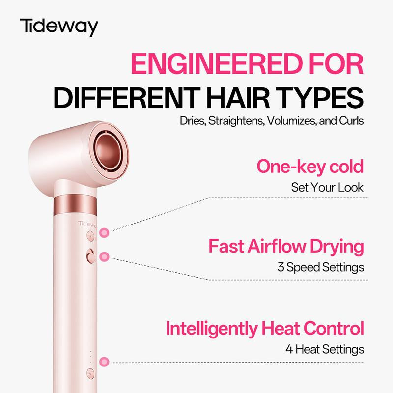 Tideway Prowaver 6 in 1 Hot Air Styler Wrap W/ Ionic Tech, Dual Voltage (100-240V) High-Speed Hair Dryer Brush Auto Wrap Curlers, Volumizing Styling Blower Brush with Travel Bag, Perfect Present for Women Friend Family Gift Christmas New Year Viral
