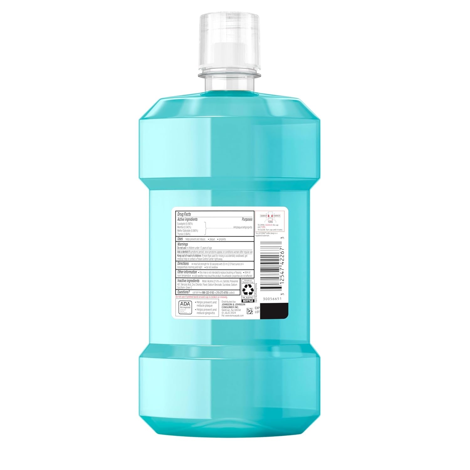 Ultraclean Oral Care Antiseptic Mouthwash, Everfresh Technology to Help Fight Bad Breath, Gingivitis, Plaque & Tartar, Ada-Accepted Tartar Control Oral Rinse, Cool Mint, 1 L