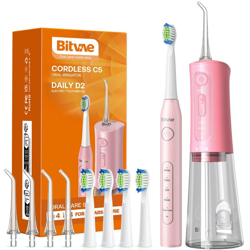 Bitvae C5/C6 Water Flosser for Teeth - Cordless Portable Oral Irrigator, Powerful and Rechargeable, IPX7 Waterproof for Brace Care - Dental Kit