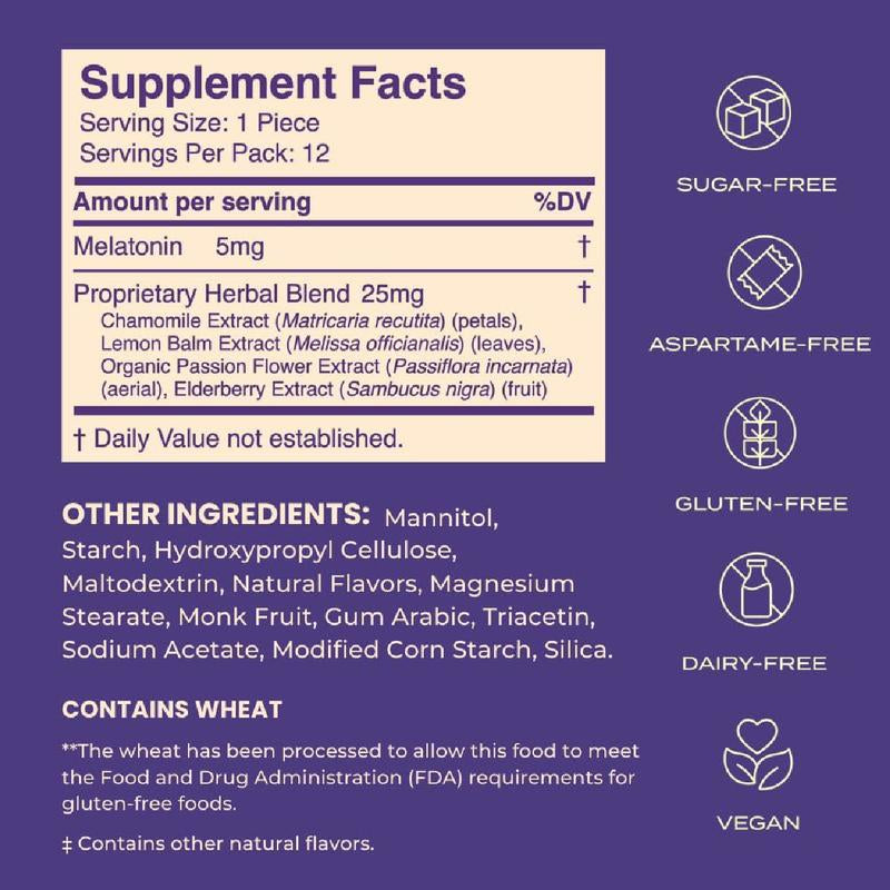 Neuro Melatonin 5mg Sleep & Recharge Mints (72 Pieces) - Fast Dissolve Melatonin Sugar Free Mints with Lemon Balm & Chamomile for Better Sleep - Night Berry Flavor – Premium Health & Beauty Product by Everbeaut.