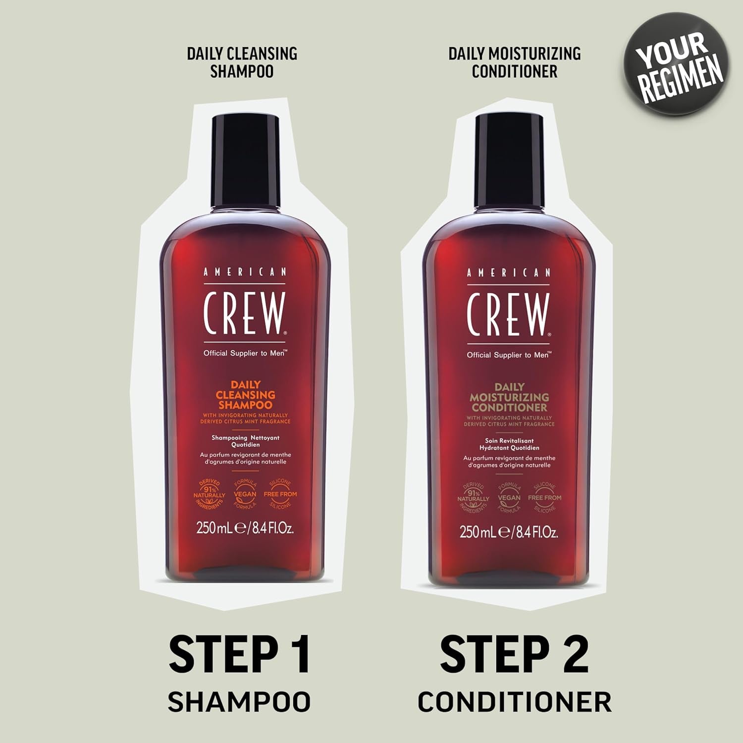 Conditioner for Men, Daily Moisturizer, Naturally Derived, Vegan Formula, Citrus Mint Fragrance, 33.8 Fl Oz - Everbeaut