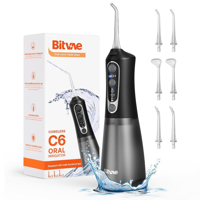Bitvae C5/C6 Water Flosser for Teeth - Cordless Portable Oral Irrigator, Powerful and Rechargeable, IPX7 Waterproof for Brace Care - Dental Kit