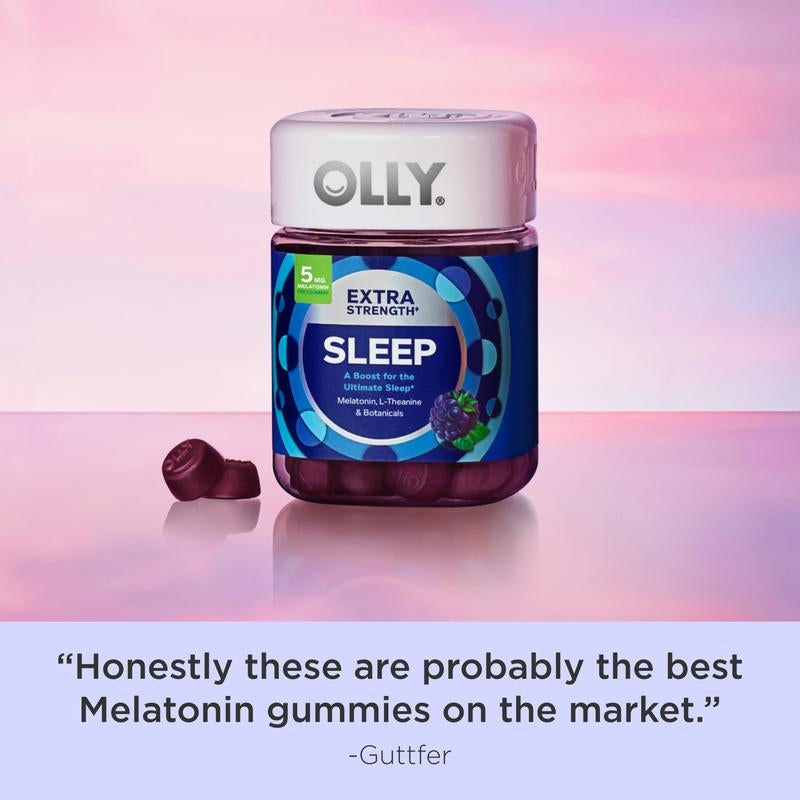 OLLY Extra Strength Sleep Gummy, 5 Mg Melatonin, L-Theanine, Chamomile, Lemon Balm, Sleep Aid, Blackberry - 50 Count – Premium Health & Beauty Product by Everbeaut.