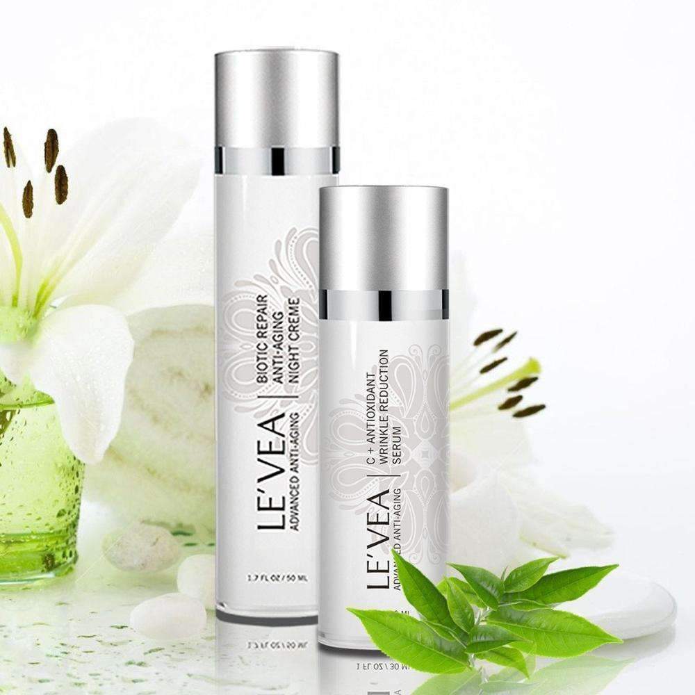 LE’VEA Age Perfect Night Repair Cream + Vitamin C Serum – Advanced Anti-Aging Duo for Firming, Brightening & Overnight Skin Renewal – Premium Health & Beauty Product by Everbeaut.