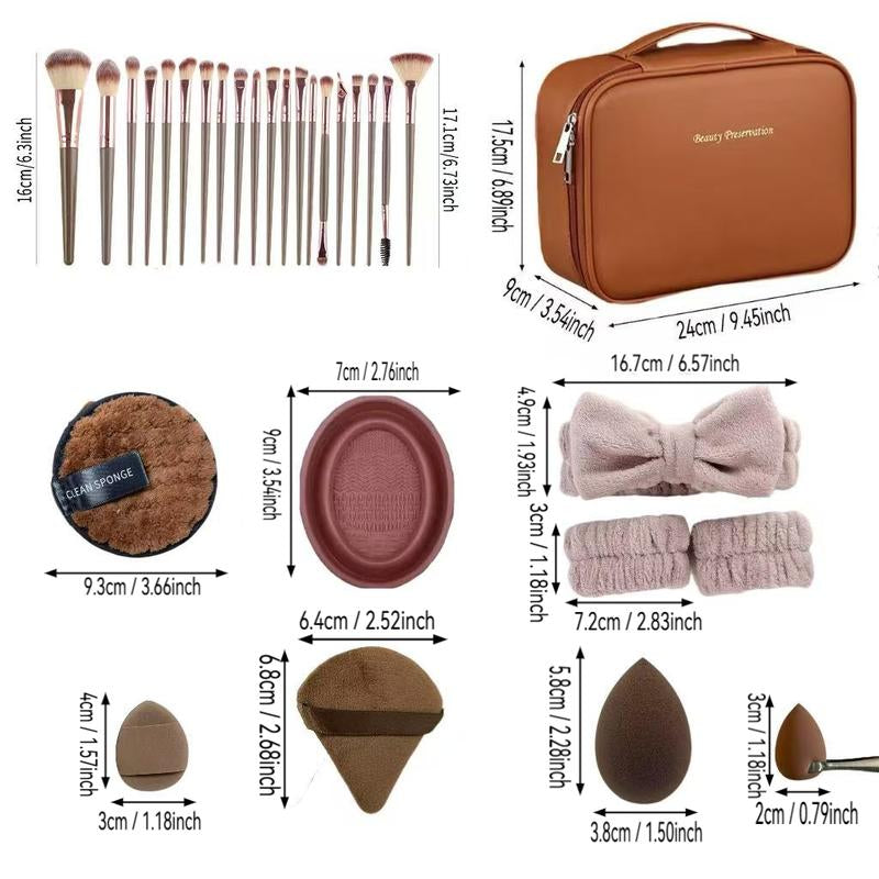 46-Piece Makeup Brush Set, Professional Cosmetic Tools Kit, Sponge Applicator, Portable Design, Ideal Gift for Women