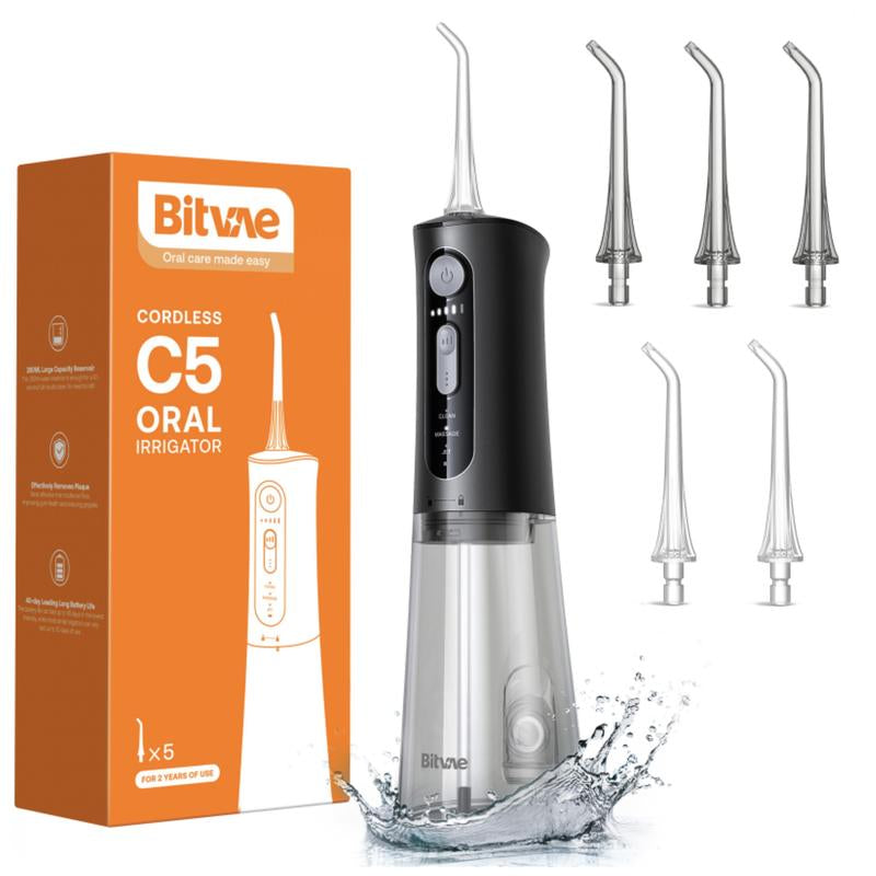 Bitvae C5/C6 Water Flosser for Teeth - Cordless Portable Oral Irrigator, Powerful and Rechargeable, IPX7 Waterproof for Brace Care - Dental Kit