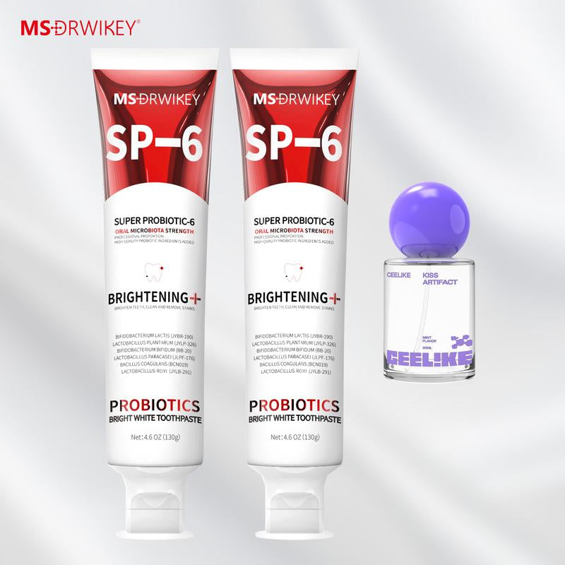 MSDRWIKEY Oral Care Set: 2 SP-6 Probiotic Toothpastes + 1 Probiotic Oral Spray | Complete Oral Health and Long-Lasting Fresh Breath - Everbeaut
