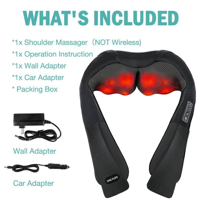 DAILYLIFE Shiatsu Neck & Back Massager – Electric Deep Tissue Shoulder Massager with Heat | Car & Home Massage Pillow for Neck, Back, Legs, and Foot Pain Relief – Perfect Gift for Men & Women – Premium Health & Beauty Product by Everbeaut.