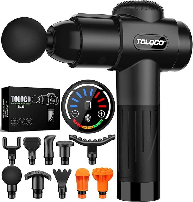 TOLOCO Deep Tissue Massage Gun – Upgrade Percussion Back Massager with 10 Heads | Quiet Muscle Therapy Gun for Pain Relief, Recovery & Relaxation – Premium Health & Beauty Product by Everbeaut.