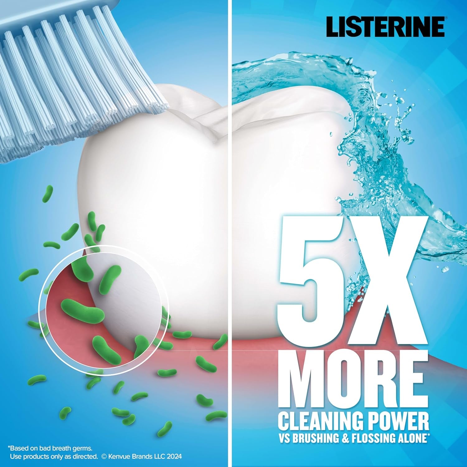 Ultraclean Oral Care Antiseptic Mouthwash, Everfresh Technology to Help Fight Bad Breath, Gingivitis, Plaque & Tartar, Ada-Accepted Tartar Control Oral Rinse, Cool Mint, 1 L