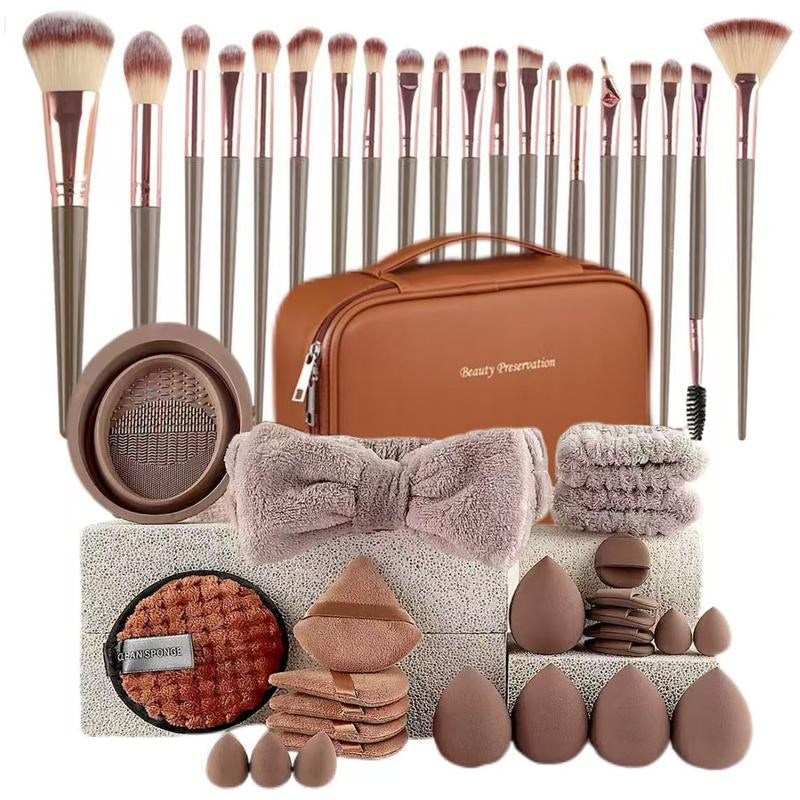 46-Piece Makeup Brush Set, Professional Cosmetic Tools Kit, Sponge Applicator, Portable Design, Ideal Gift for Women