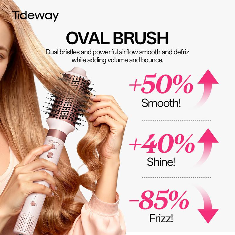 Tideway Prowaver 6 in 1 Hot Air Styler Wrap W/ Ionic Tech, Dual Voltage (100-240V) High-Speed Hair Dryer Brush Auto Wrap Curlers, Volumizing Styling Blower Brush with Travel Bag, Perfect Present for Women Friend Family Gift Christmas New Year Viral