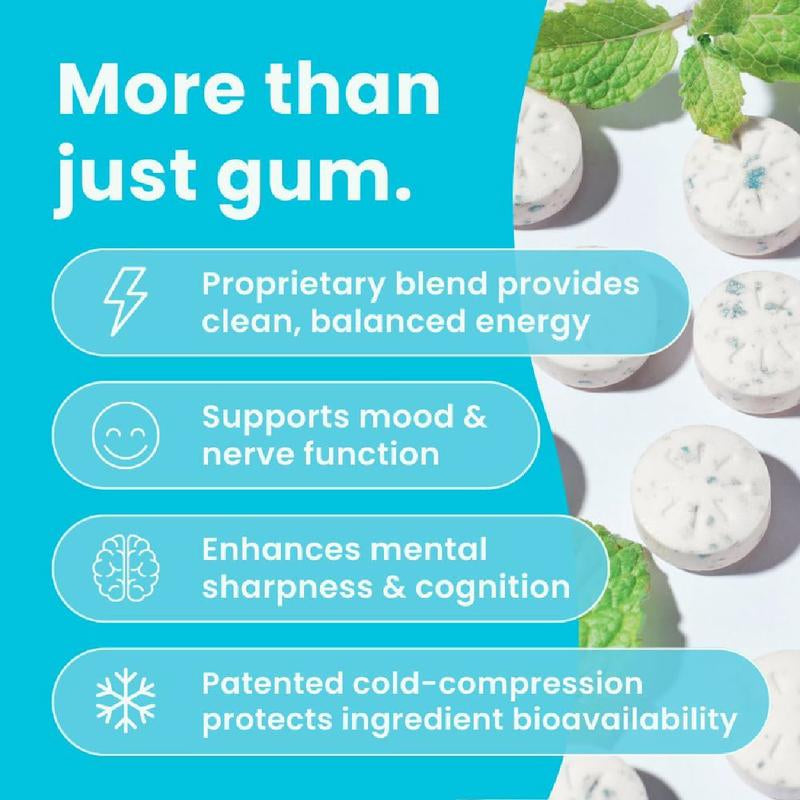 Neuro Energy Caffeine Nootropics for Energy & Focus - Sugar-Free with L Theanine, Caffeine, Vitamin B12 & Vitamin B6 - Peppermint Flavor