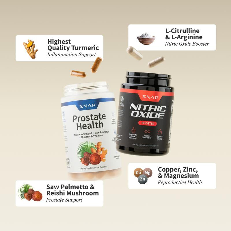 Ultimate Men’s Health Bundle – Nitric Oxide Booster + Prostate Health Support | Natural Energy, Blood Flow, and Prostate Care Supplements by Snap Supplements – Premium Health & Beauty Product by Everbeaut.