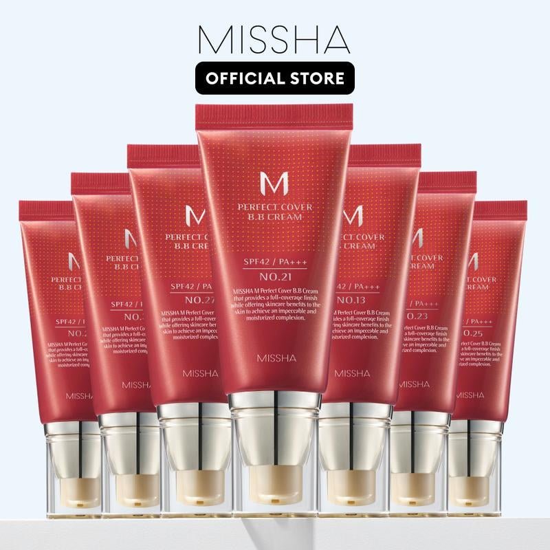 MISSHA M Perfect Cover BB Cream SPF 42 PA+++ – Full - Coverage Korean BB Foundation with Anti - Aging & Brightening - Everbeaut