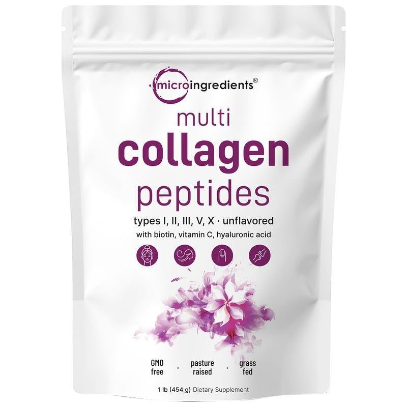 Multi - Collagen Peptides Powder – Types I, II, III, V & X with Biotin, Hyaluronic Acid & Vitamin C - Everbeaut