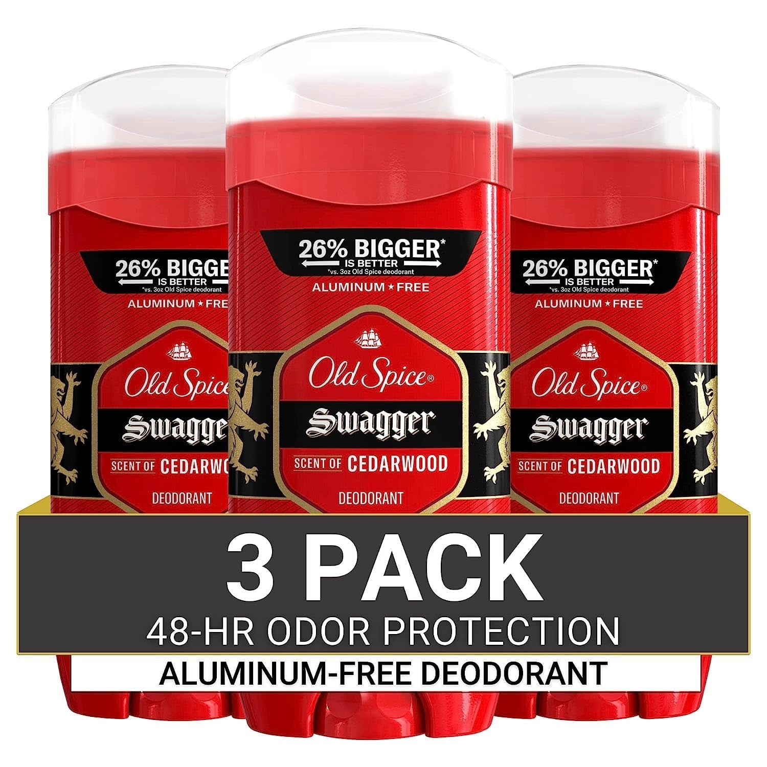 Old Spice Swagger Aluminum - Free Deodorant for Men – 24/7 Odor Protection | Bold Cedarwood Scent (3.8 oz, 3 - Pack) - Everbeaut