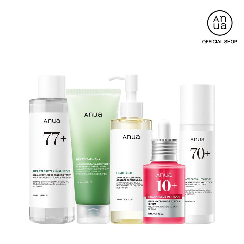 Anua Official Viral Ultimate Glass Skin Bundle – Salmon PDRN + Niacinamide + Double Cleansing + Collagen Mask | Korean Daily Skincare Kit for Hydration, Brightening & Calming – Premium Health & Beauty Product by Everbeaut.