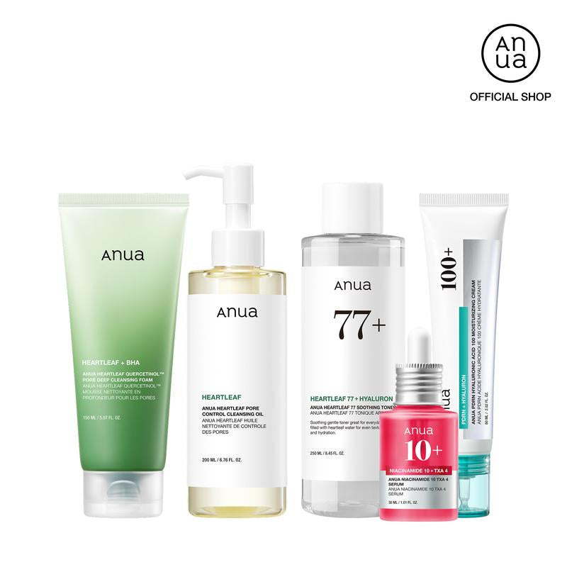 Anua Official Viral Ultimate Glass Skin Bundle – Salmon PDRN + Niacinamide + Double Cleansing + Collagen Mask | Korean Daily Skincare Kit for Hydration, Brightening & Calming – Premium Health & Beauty Product by Everbeaut.