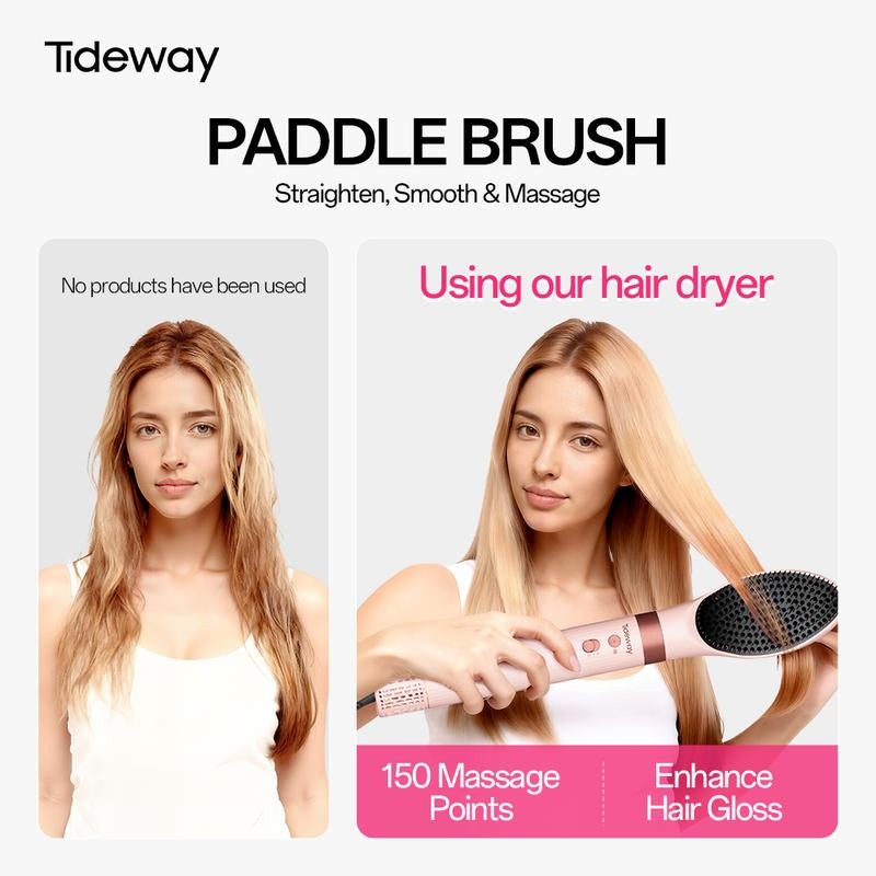 Tideway Prowaver 6 in 1 Hot Air Styler Wrap W/ Ionic Tech, Dual Voltage (100-240V) High-Speed Hair Dryer Brush Auto Wrap Curlers, Volumizing Styling Blower Brush with Travel Bag, Perfect Present for Women Friend Family Gift Christmas New Year Viral