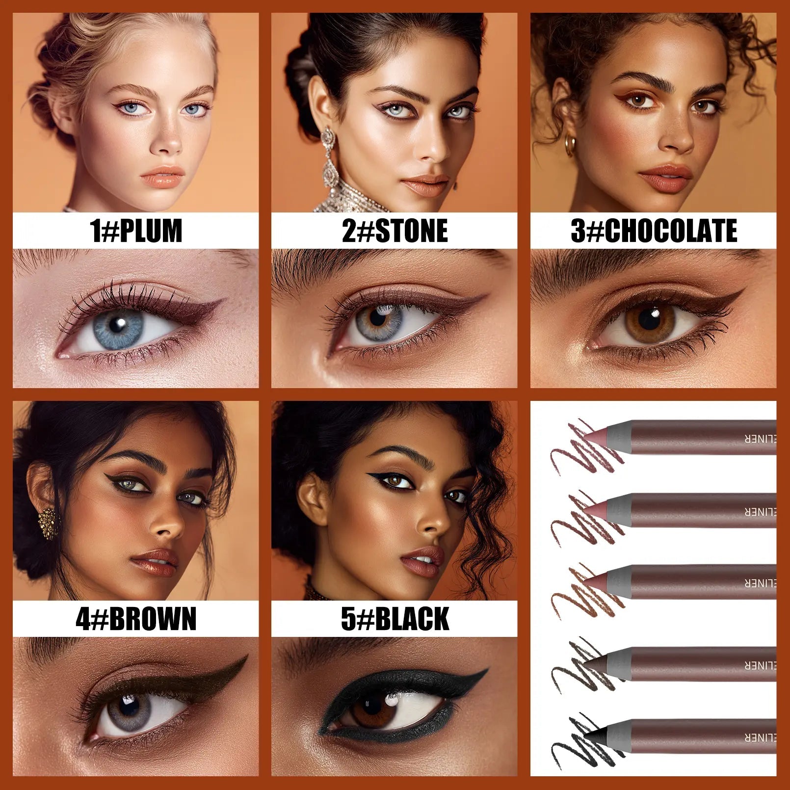 24HR Waterproof Eyeliner Pencil - Smudge - Proof & Long - Lasting - Everbeaut