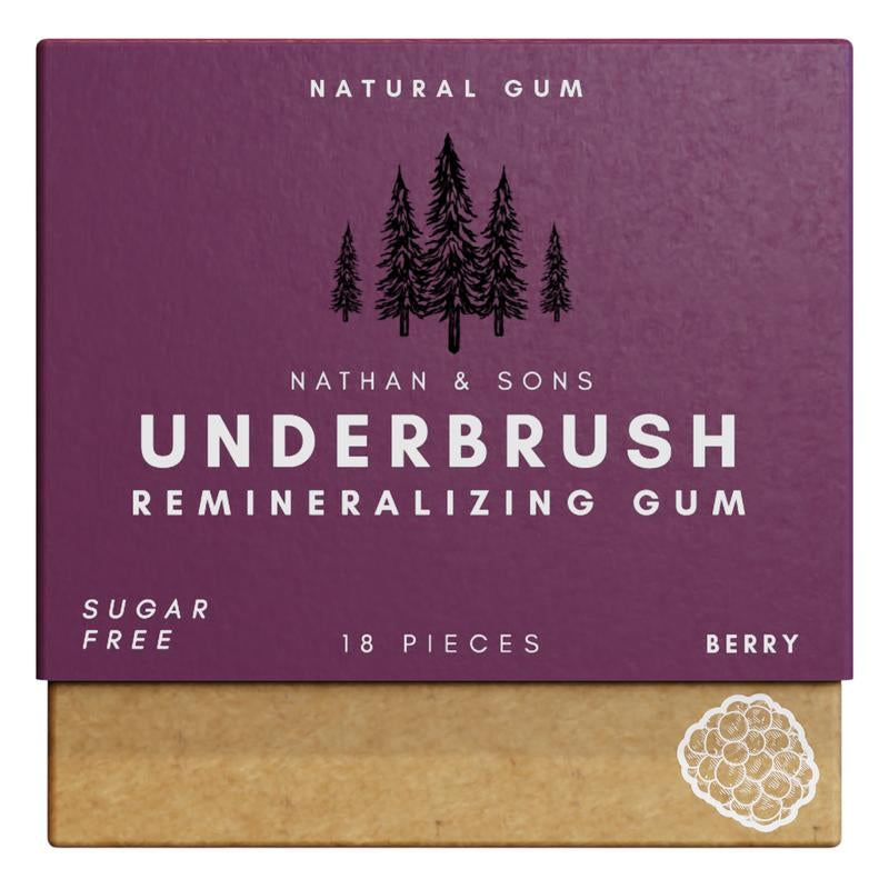BERRY UNDERBRUSH Remineralizing Chewing Gum with Nano-Hydroxyapatite for Teeth and Gum Protection - 30 DAY SUPPLY Sweet Natural
