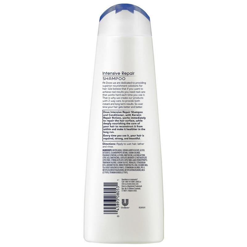 Dove Nourishing Intensive Repair Daily Shampoo for Damaged Hair with Bio-Protein Care, 12 Oz