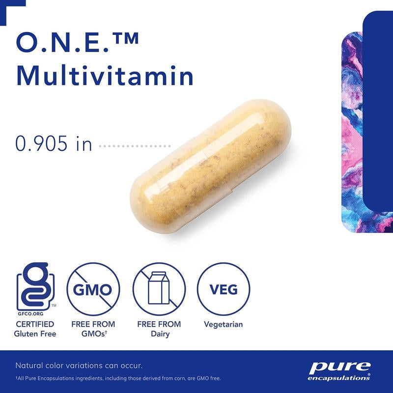 Encapsulations O.N.E. Multivitamin - Once Daily Multivitamin with Antioxidant Complex Metafolin, Coq10, and Lutein to Support Vision, Cognitive Function, and Cellular Health* - 60 Capsules Healthcare Natural Supplement Dietary Fitness Edible Eye Bathroom