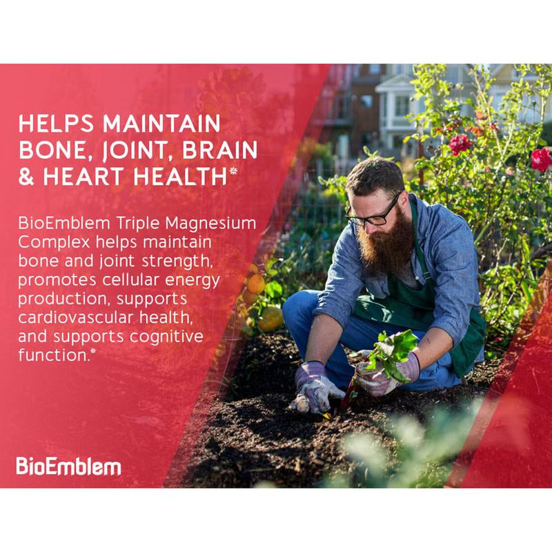 Bioemblem Triple Magnesium Complex | 300Mg of Magnesium Glycinate, Malate, & Citrate for Muscles, Nerves, & Energy