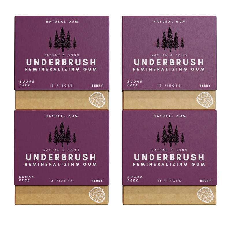 BERRY UNDERBRUSH Remineralizing Chewing Gum with Nano-Hydroxyapatite for Teeth and Gum Protection - 30 DAY SUPPLY Sweet Natural