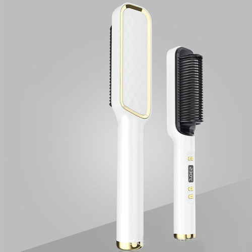 Hair Straightener Brush - Upgraded Ionic Plus Straightening Brush with Dense Bristles, 16 Temps, Dual Voltage | Ceramic Hot Comb for Women | Flat Iron for Thick Curly Hair - Everbeaut 