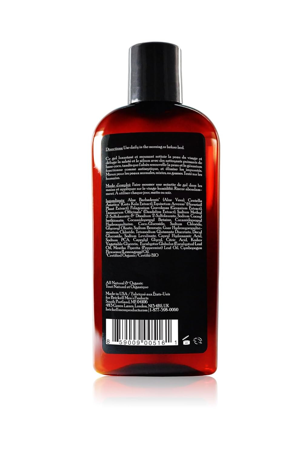 Brickell Men’s Clarifying Gel Face Wash Natural Daily Cleanser with Geranium, Coconut & Aloe (8 oz, Scented) - Everbeaut