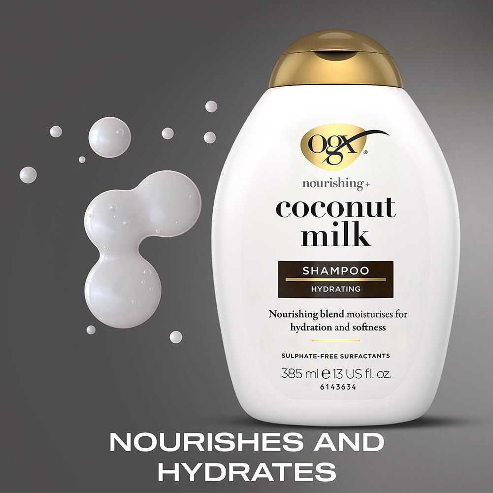 Nourishing + Coconut Milk Moisturizing Shampoo, Hydrating & Restoring Shampoo Moisturizes for Soft Hair after the First Use, Paraben-Free, Sulfate-Free Surfactants, 13 Fl. Oz