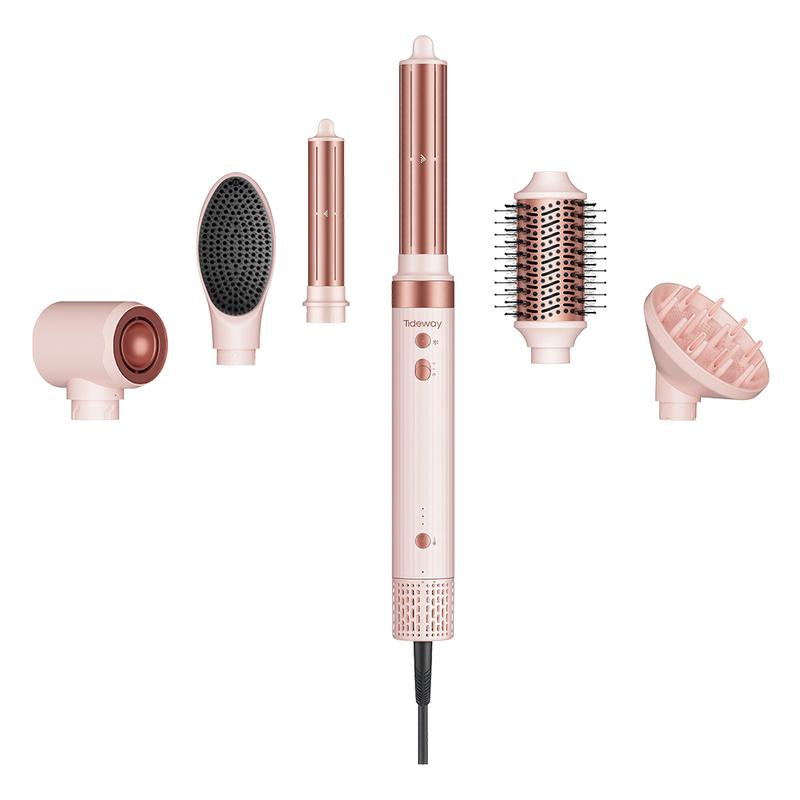 Tideway Prowaver 6 in 1 Hot Air Styler Wrap W/ Ionic Tech, Dual Voltage (100-240V) High-Speed Hair Dryer Brush Auto Wrap Curlers, Volumizing Styling Blower Brush with Travel Bag, Perfect Present for Women Friend Family Gift Christmas New Year Viral