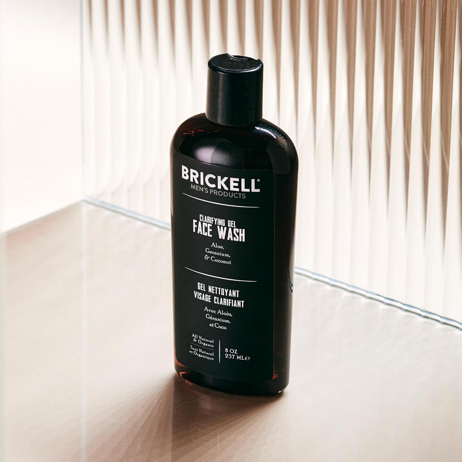 Brickell Men’s Clarifying Gel Face Wash Natural Daily Cleanser with Geranium, Coconut & Aloe (8 oz, Scented) - Everbeaut