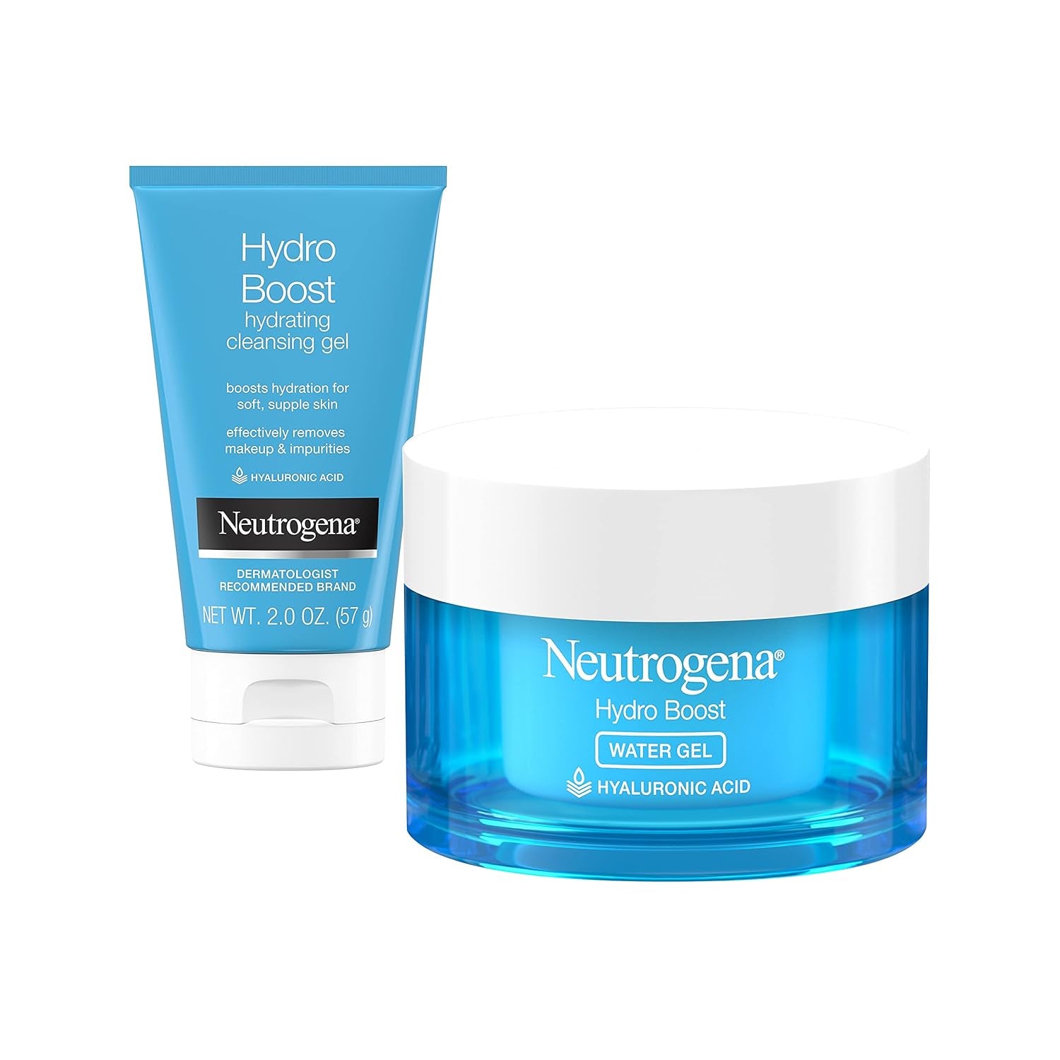 Hydro Boost Water Gel Daily Facial Moisturizer with Hyaluronic Acid, 1.7 Fl. Oz, Hydro Boost Hydrating Facial Cleansing Gel with Hyaluronic Acid, 2 Oz, Travel Size - Everbeaut