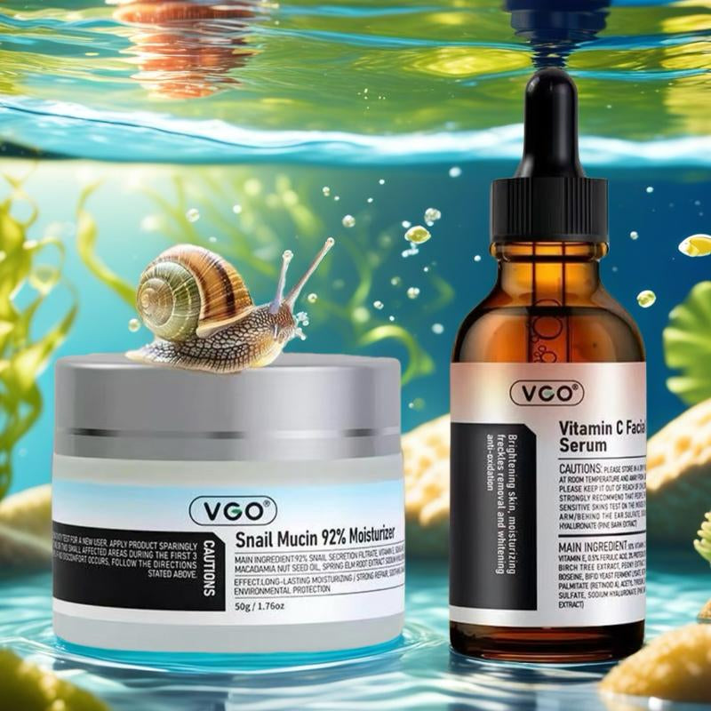 VGO Vitamin C Serum & Snail Mucin Gel Cream – Hydration & Radiance Set - Everbeaut