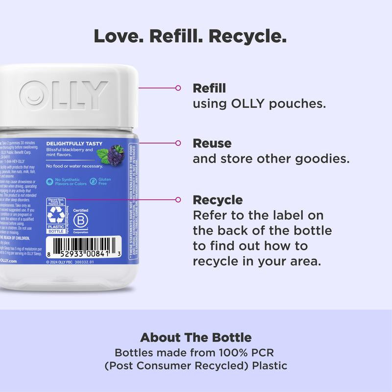 OLLY Extra Strength Sleep Gummy, 5 Mg Melatonin, L-Theanine, Chamomile, Lemon Balm, Sleep Aid, Blackberry - 50 Count