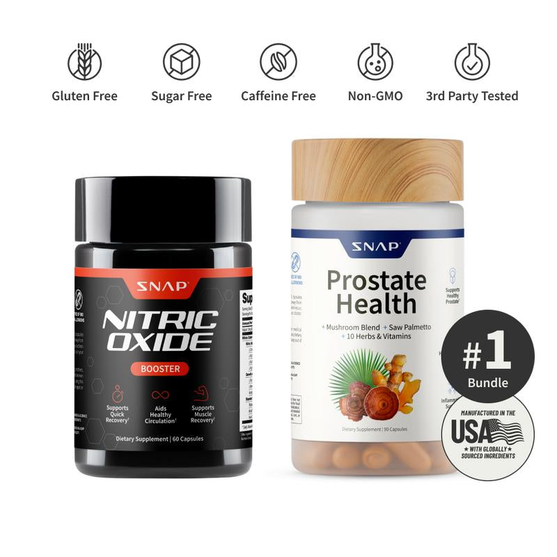 Ultimate Men’s Health Bundle – Nitric Oxide Booster + Prostate Health Support | Natural Energy, Blood Flow, and Prostate Care Supplements by Snap Supplements – Premium Health & Beauty Product by Everbeaut.