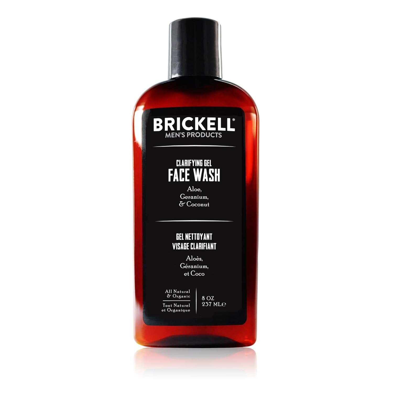 Brickell Men’s Clarifying Gel Face Wash Natural Daily Cleanser with Geranium, Coconut & Aloe (8 oz, Scented) - Everbeaut