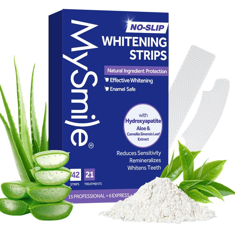 Mysmile Teeth Whitening Strips 14 Treatments Kit, Hydroxyapatite-Infuse White Strips, Non-Sensitive Teeth Whitening with Soothing Natural Ingredients, Enamel-Safe, Residue-Free, Non-Slip Tiktokshopsummerturnup Mouth Care Oral Care - Everbeaut