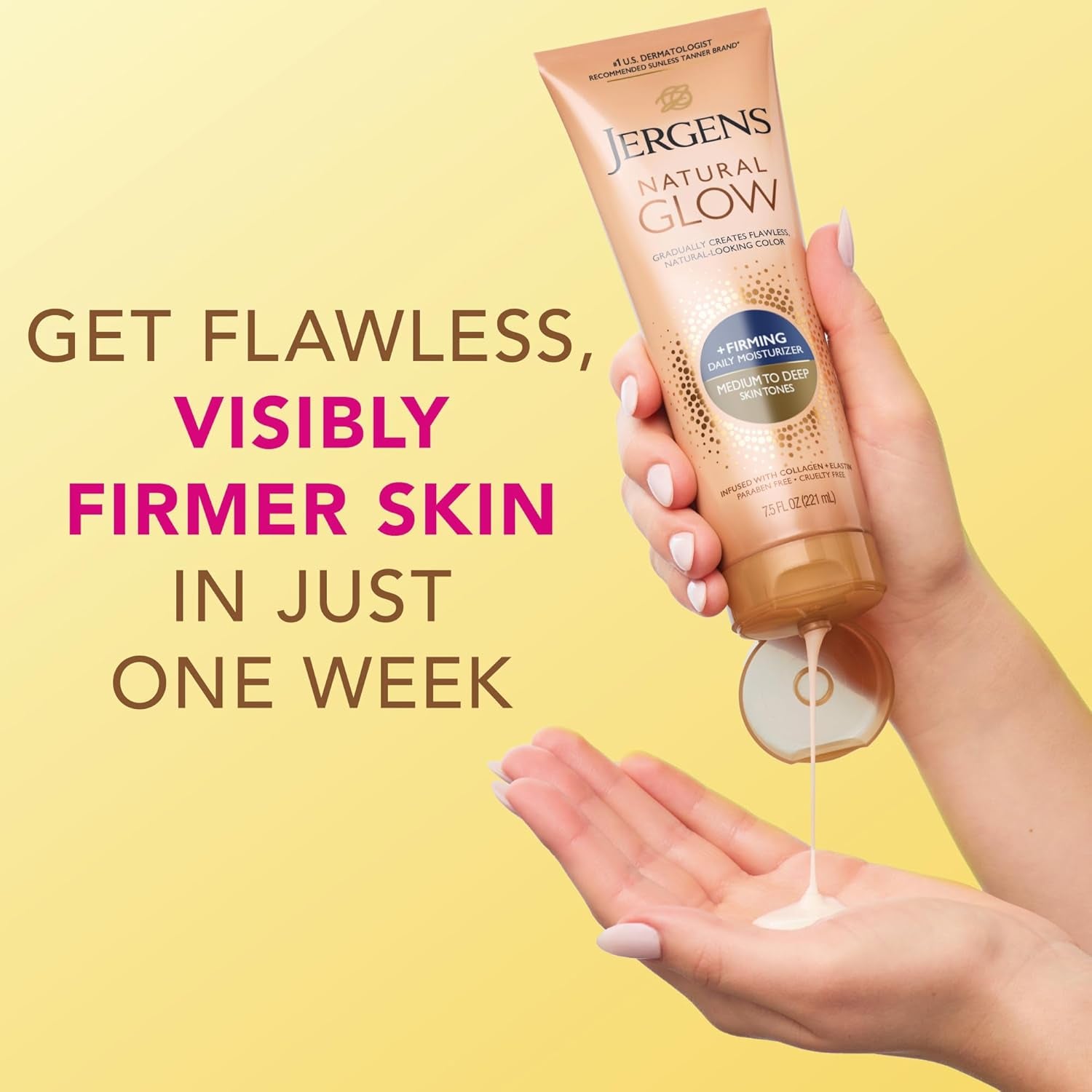 Jergens Natural Glow + Firming Daily Moisturizer for Medium to Tan Skin Tones – Gradual Sunless Tanner & Skin Tightening Lotion with Hydrating Formula, 7.5 oz – Premium Health & Beauty Product by Everbeaut.